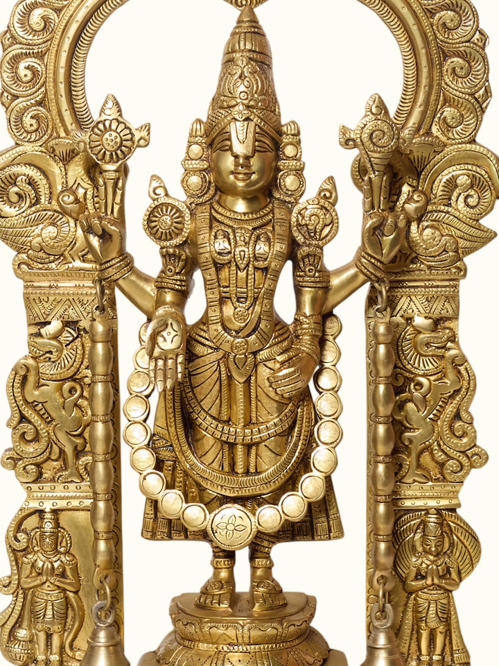 Angled view of the Brass Balaji Standing Idol