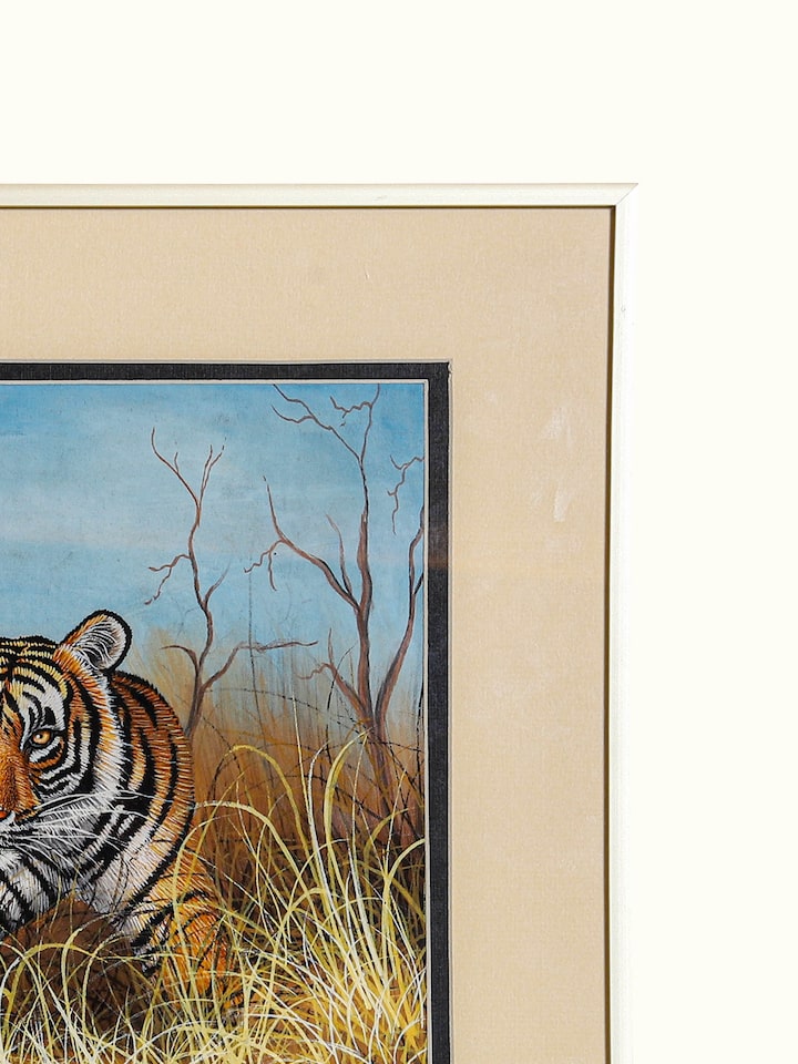 Detail view of the Tiger in Bush Miniature Painting
