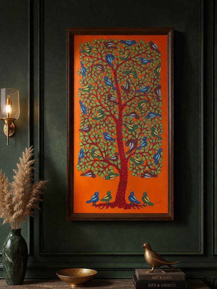 Left-side view of the Tree Of Life Gond Art