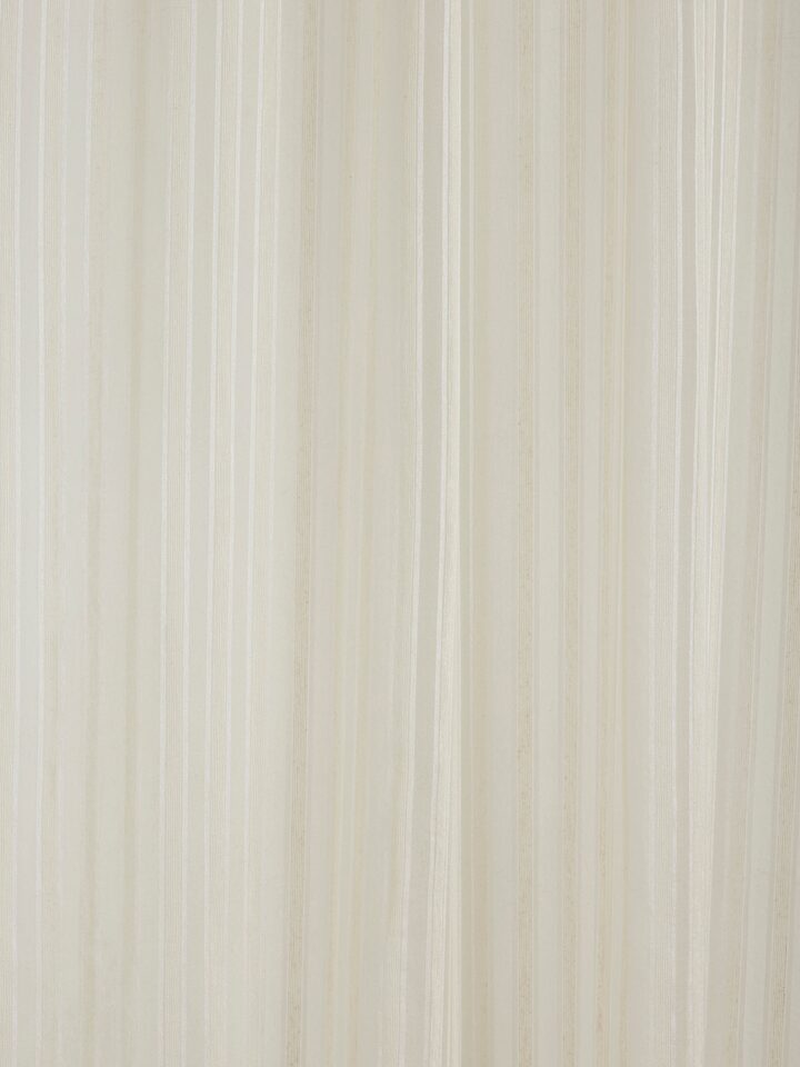 Detail shot focusing on the shimmer of metallic stripe against beige Bhagalpur silk.