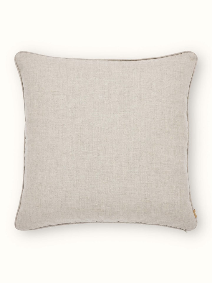 Mansur Peach Tulip Linen Kashmir Chain Stitch Hand Embroidery Cushion Cover
