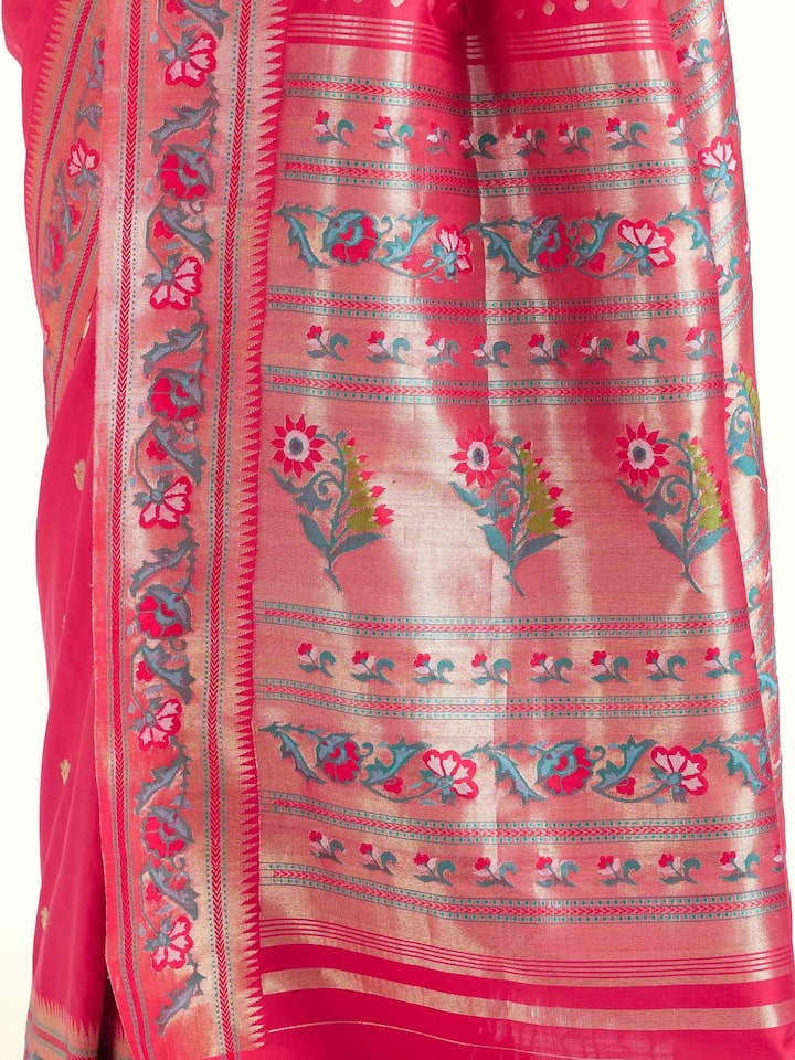 Detail view of Aadhya silk Paithani saree showcasing intricate craftsmanship