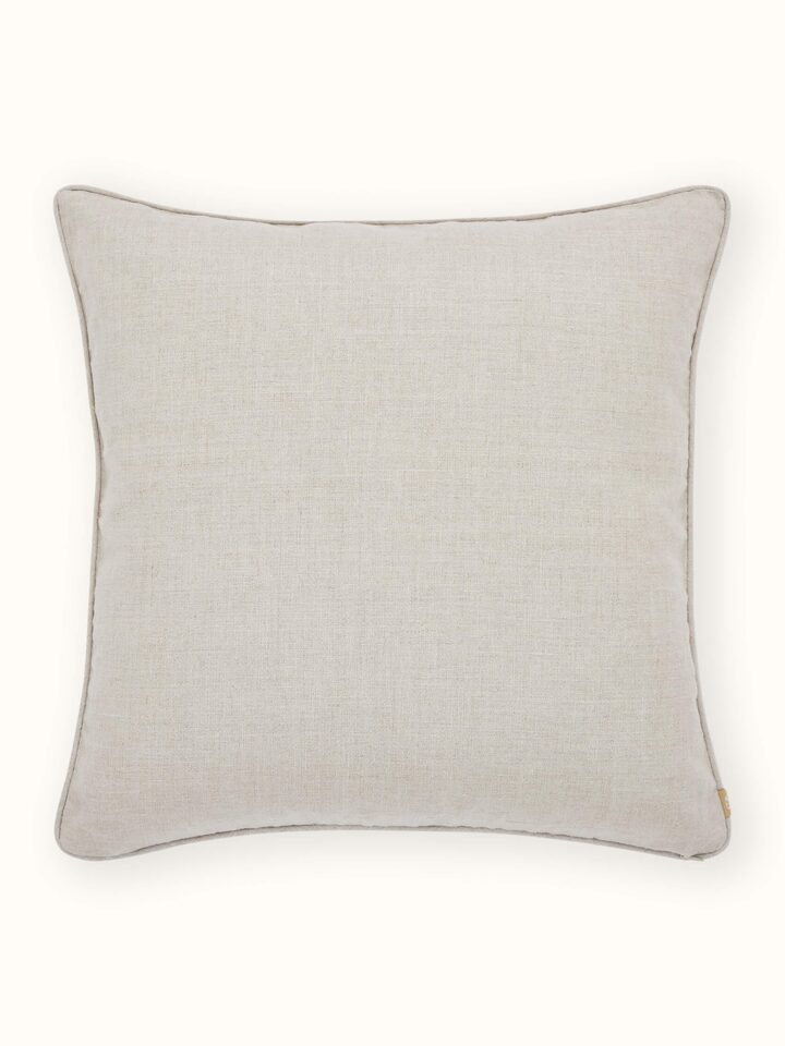 Mansur Peach Jaal Linen Kashmir Chain Stitch Hand Embroidery Cushion Cover