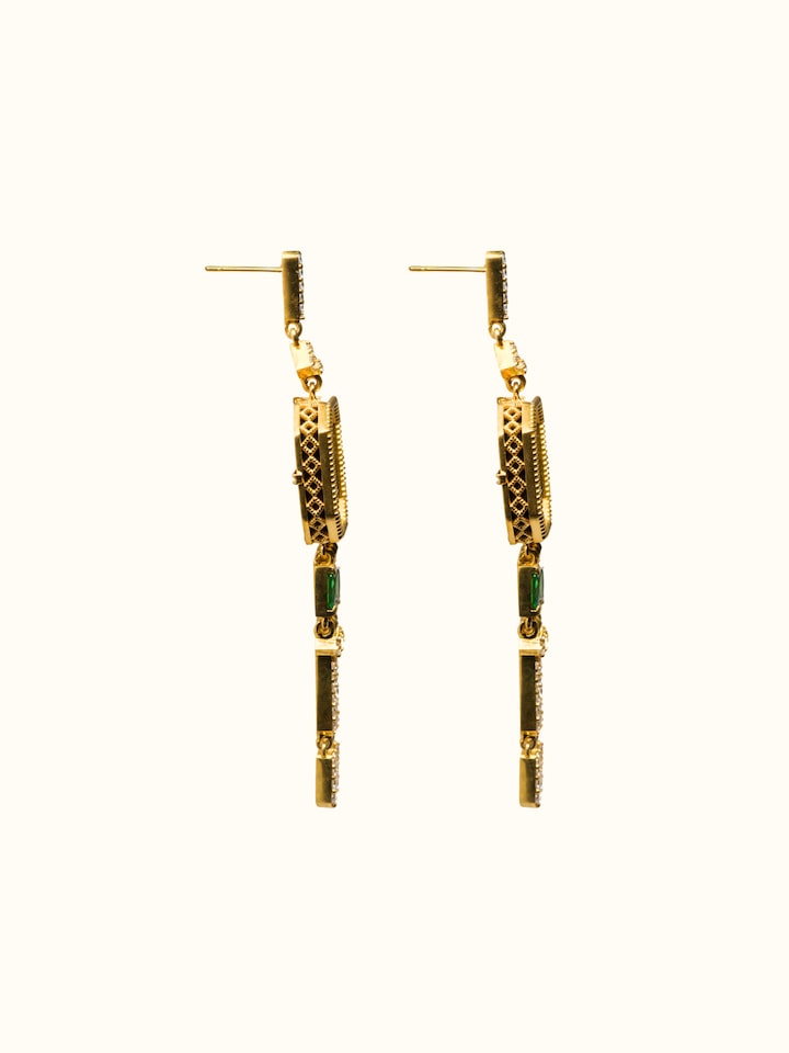 Side view of Parchinkari Silver Drop Earrings