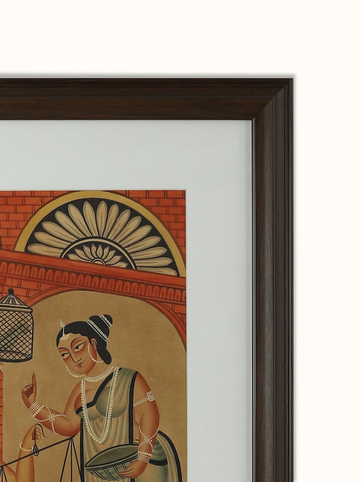 Detail shot of Negotiation Scene Kalighat Painting