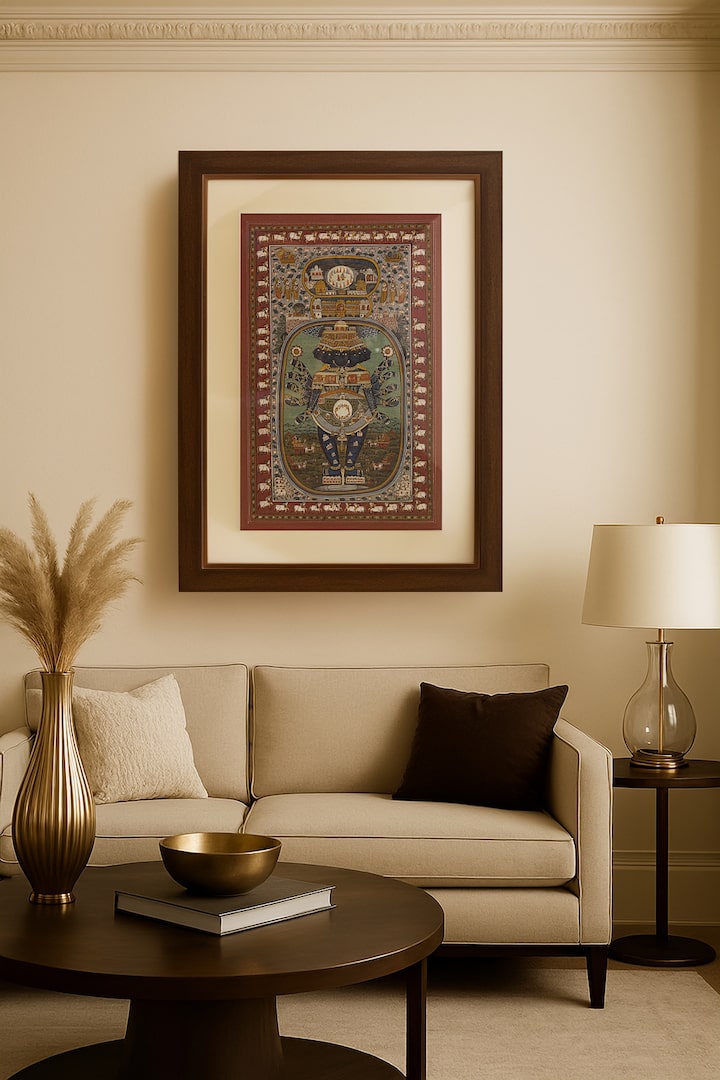 Pichwai Vishnu Ji Swaroop painting in traditional Indian devotional art style