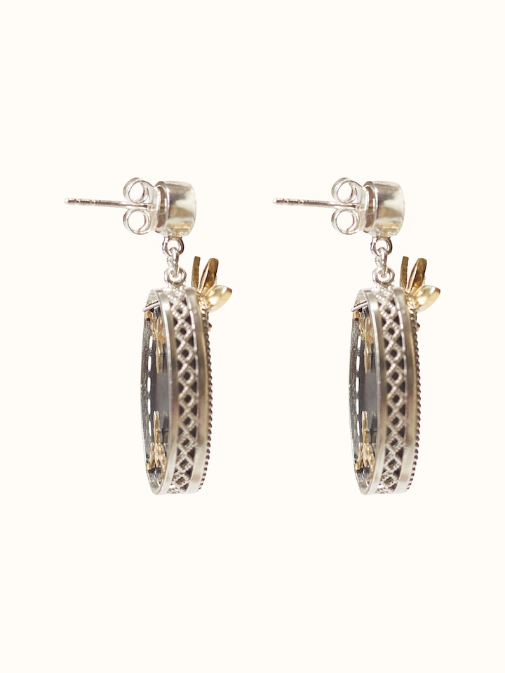 Detailed side view of the Parchinkari Silver Drop Earrings