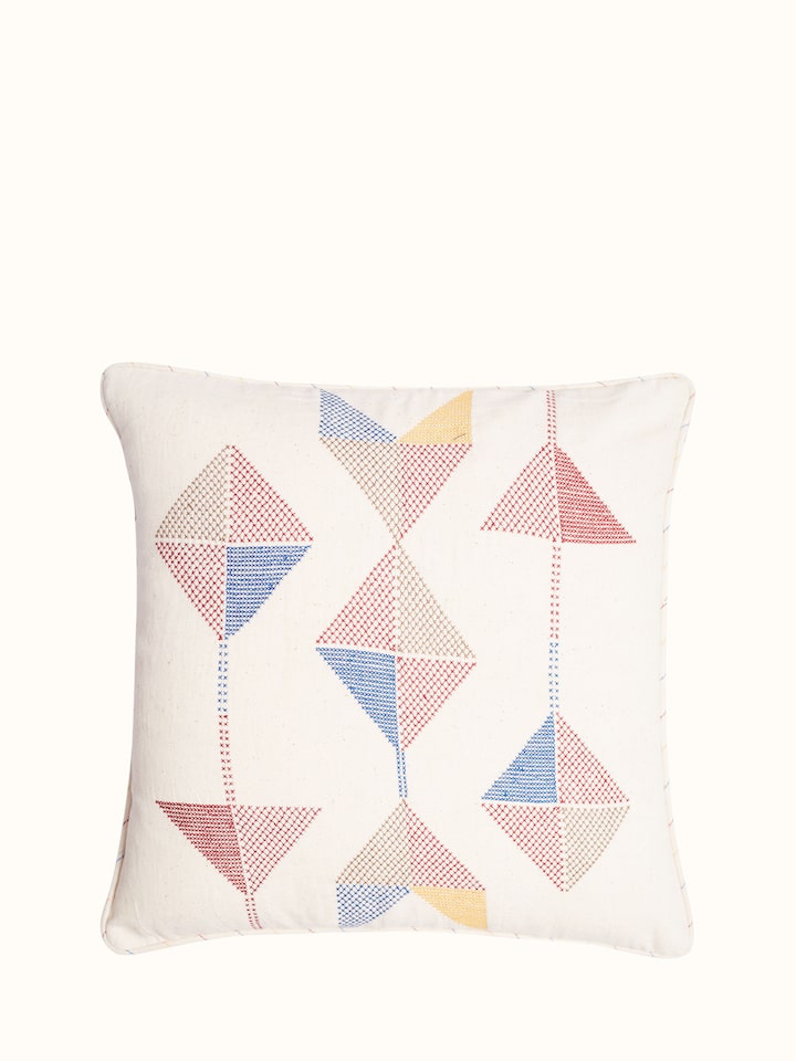 Uttarayan hand embroidered cotton cushion cover – Swadesh
