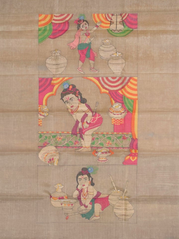 Detail view of the Makhan Chor Jamdani Wall Hanging
