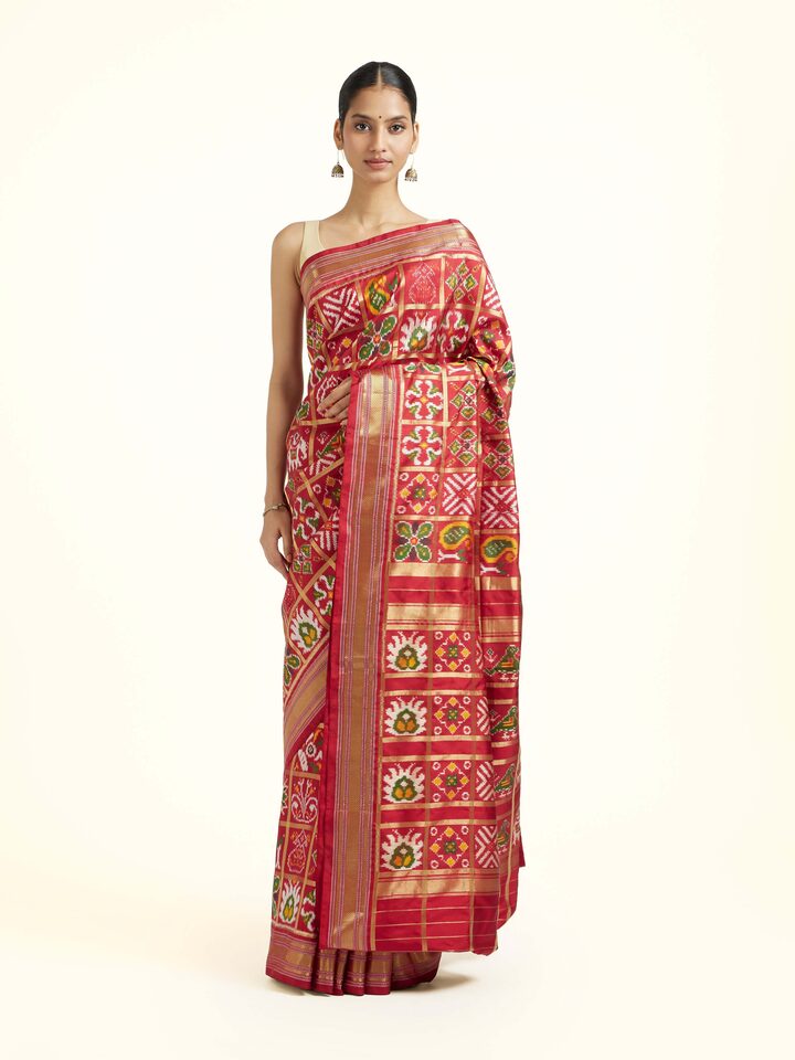 Multicolor Silk Pochampally Single Ikat Saree
