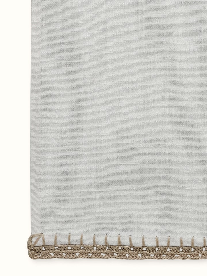 Nityam Ivory Cotton Slub Crochet Table Runner