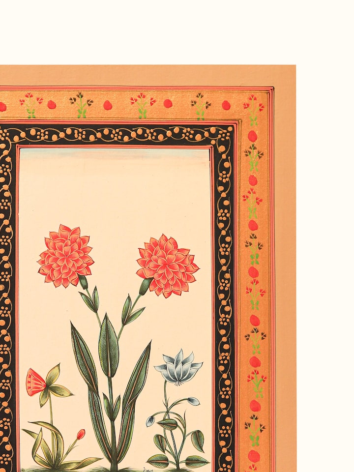Close-up detail of the Orange Dahlia Miniature Painting