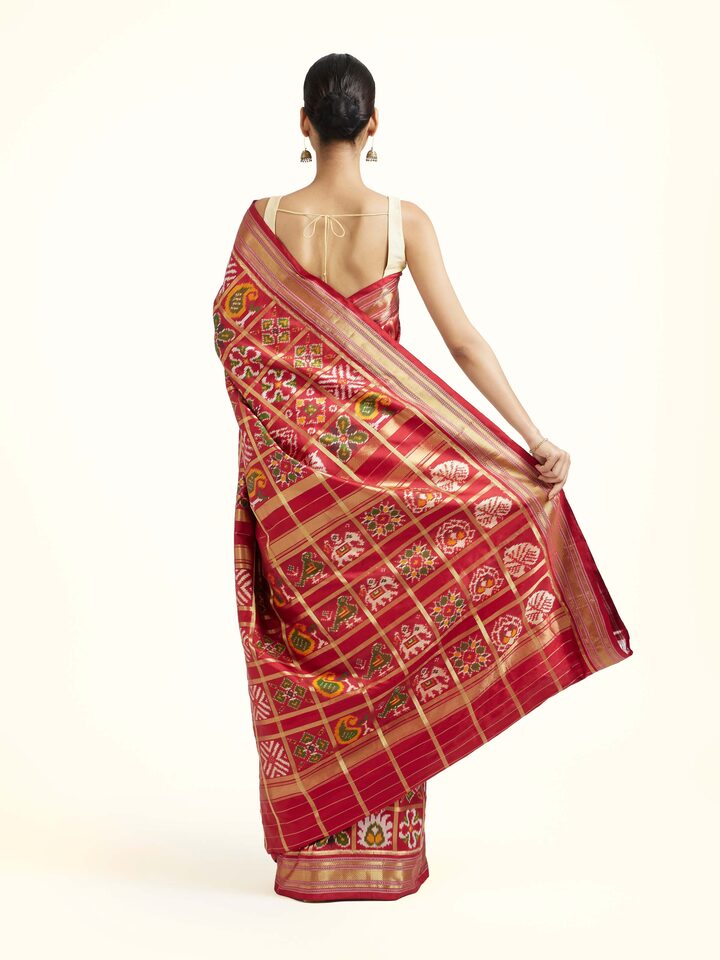 Multicolor Silk Pochampally Single Ikat Saree