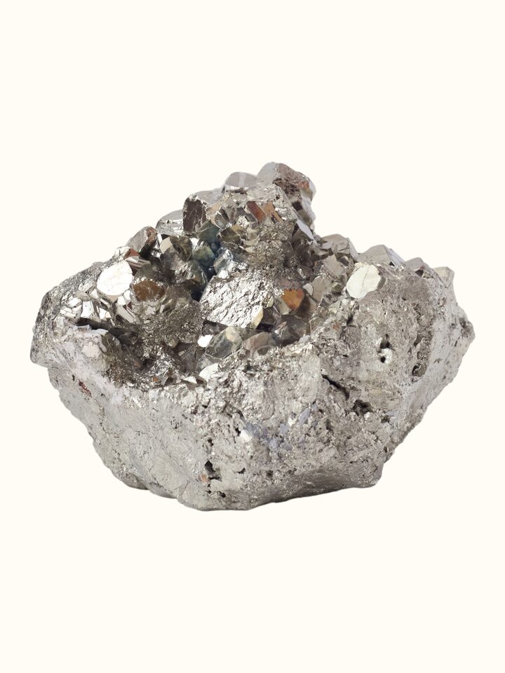 Close-up view of Gemstone Pyrite Cube Geode Healing Stone highlighting the natural crystal texture and colour