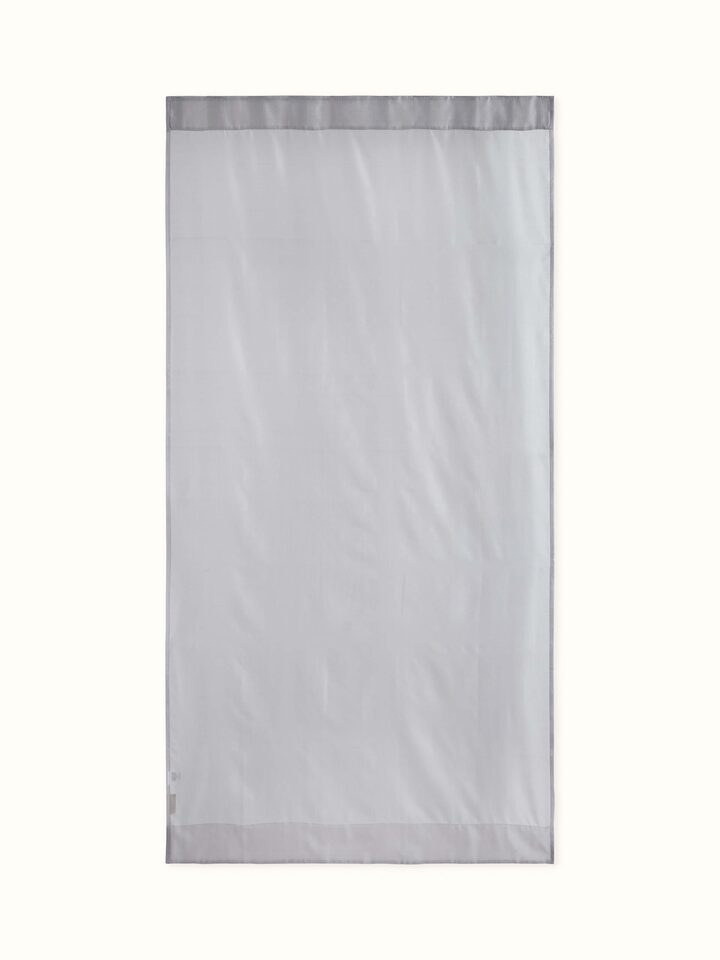 Front view of Pragya Grey Maheshwari Curtain featuring textured silk cotton weave