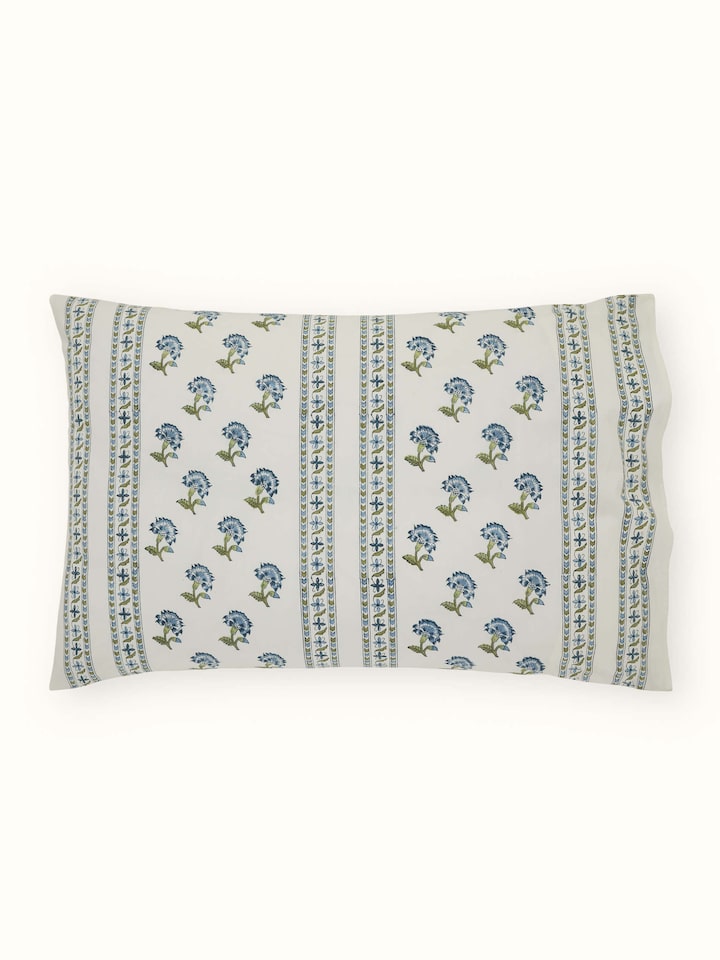 Aarunya Blue Buti Cotton Sanganeri Hand Block Print Pillow Cases (2 Pcs)