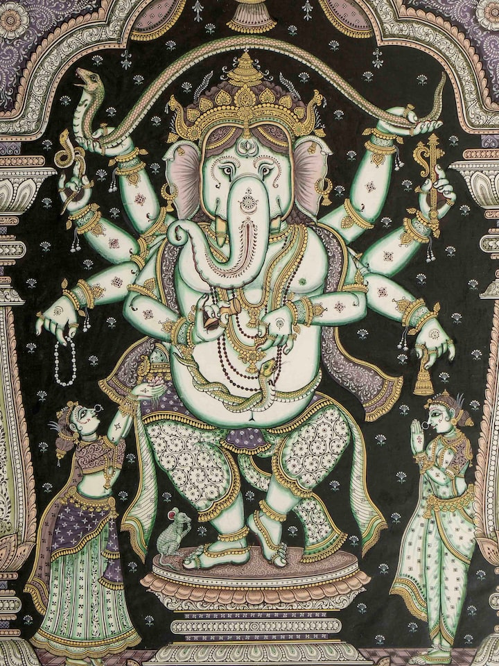 Close-up detail of the Ganesha Pattachitra Painting