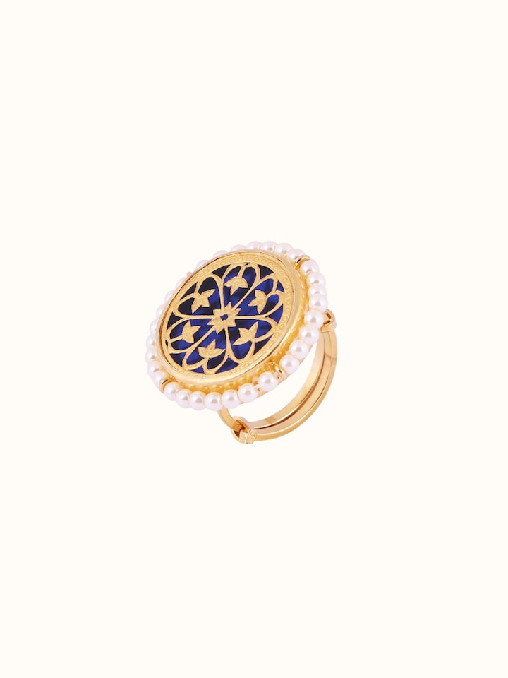Close-up view of Thewa Silver Ring highlighting the stone setting and metalwork detail, from a different angle