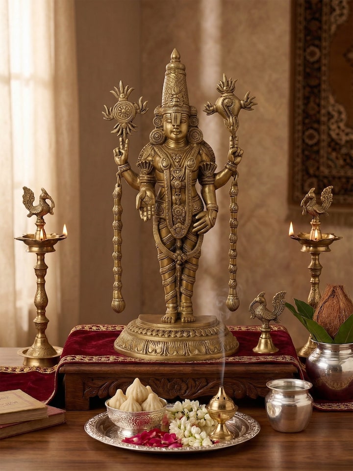 Side view of the Brass Balaji Standing Idol
