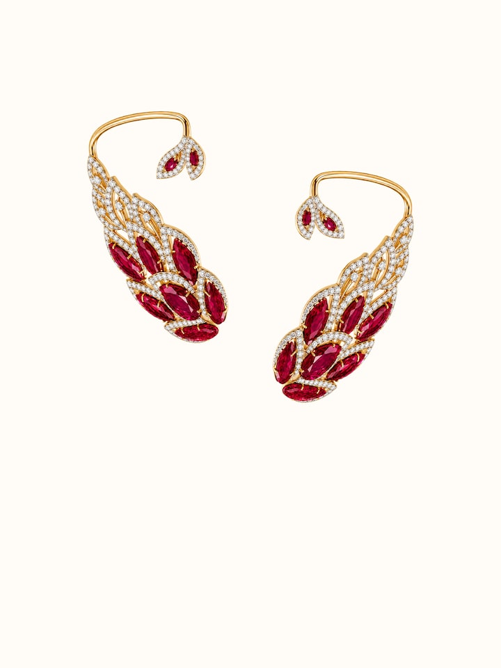 Close-up view of Open Setting 14 Karat Gold Ear-Hooks highlighting the stone setting and metalwork detail
