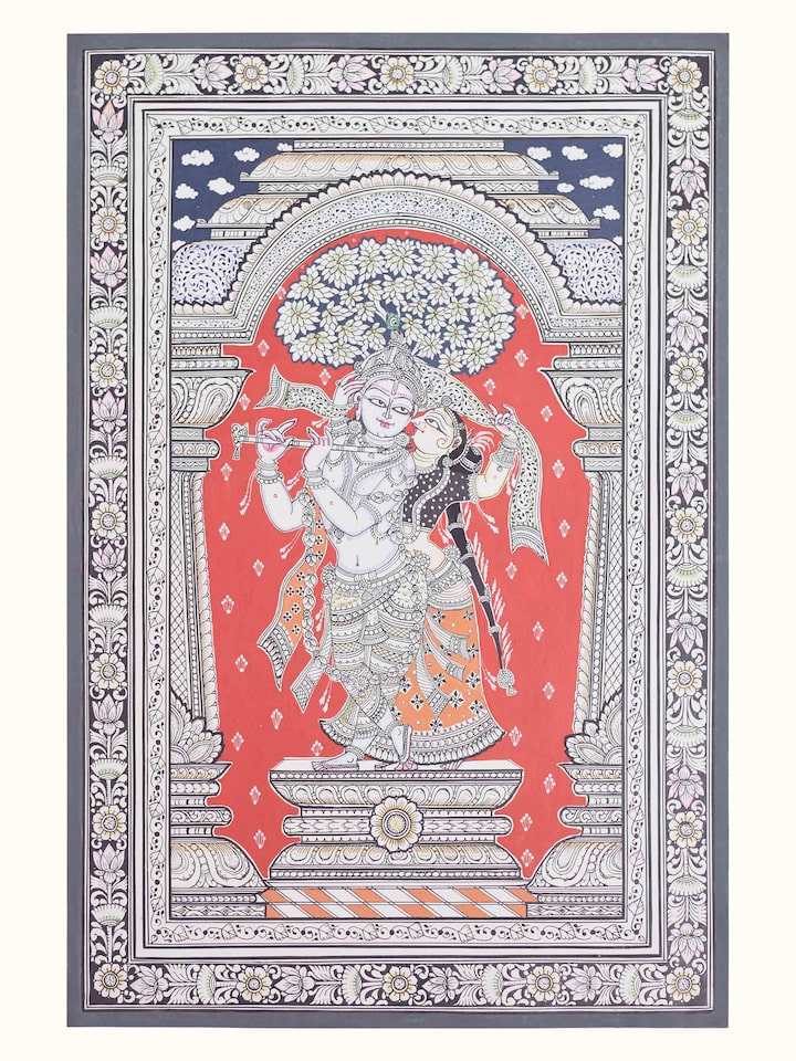 Front view of the Radha Krishna Pattachitra Painting