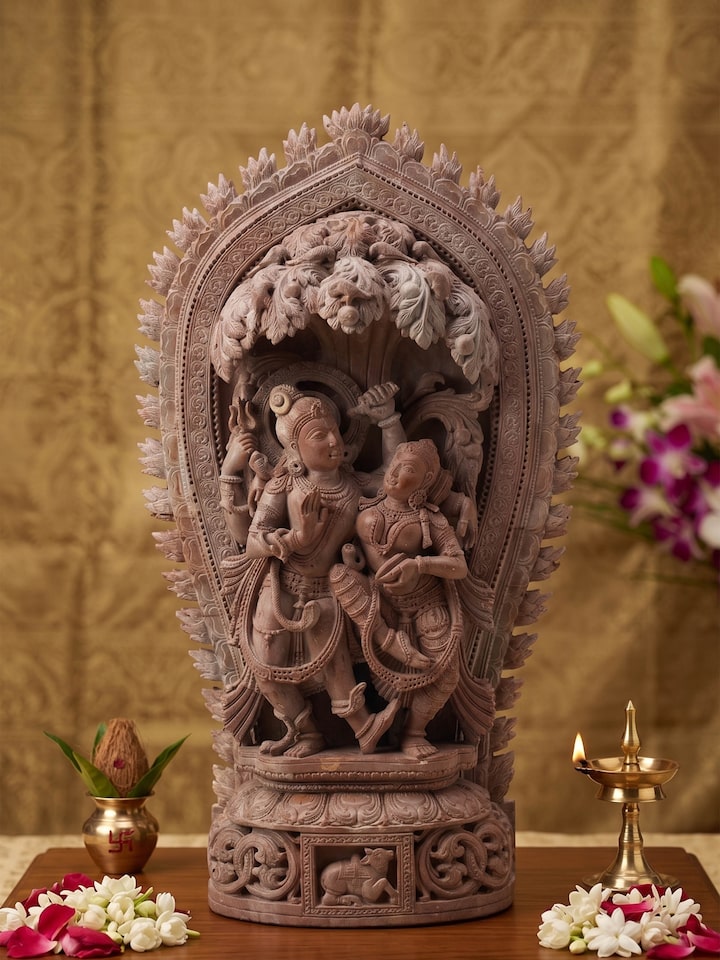 Carved Stone Dance of Radha & Krishna Idol