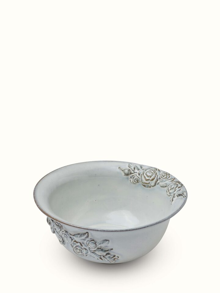 Top-down view of Studio Pottery Ceramic Serving Bowl in white, showcasing the interior and clean design