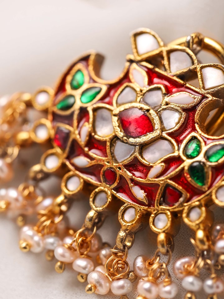 Detail view of Silver Smithing Drop Earrings highlighting the stone setting and metalwork detail