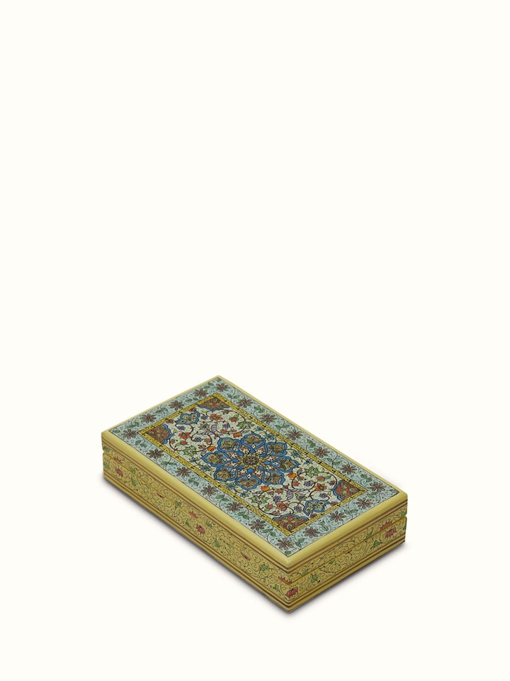 Close-up view of Papier Paper Pulp Trinket Box highlighting the handcrafted detailing and finish, from a different angle