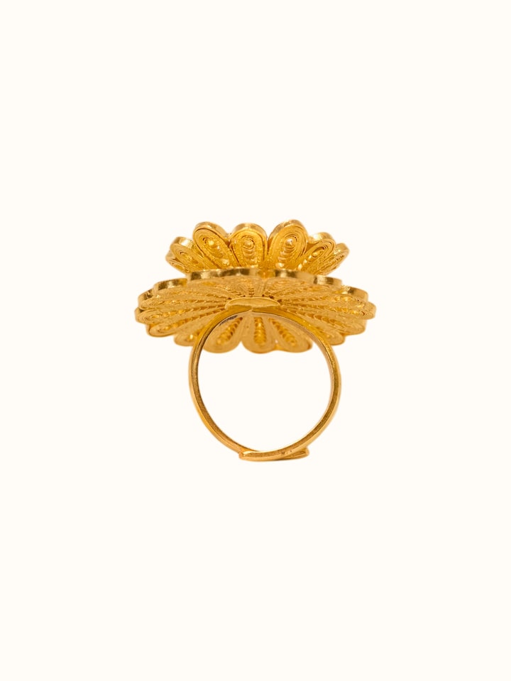Detail view of Silver Smithing Ring highlighting the stone setting and metalwork detail