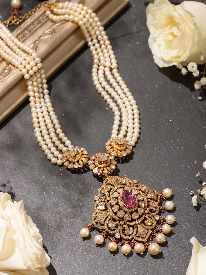 Dank Polki 18 Carat Gold Long Necklace