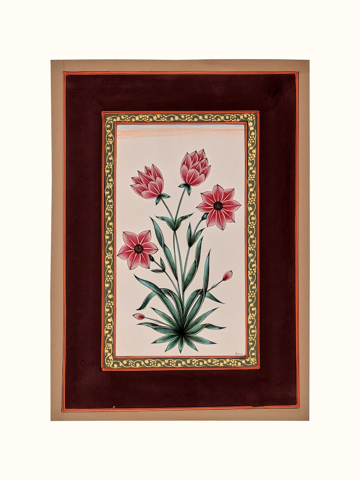 Front view of the Cosmos Floral Boarder Miniature Painting