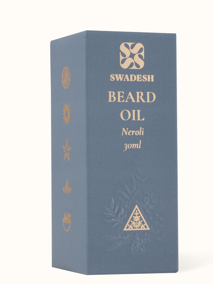 Top view of Beard Oil Neroli showcasing the cap design and bottle opening
