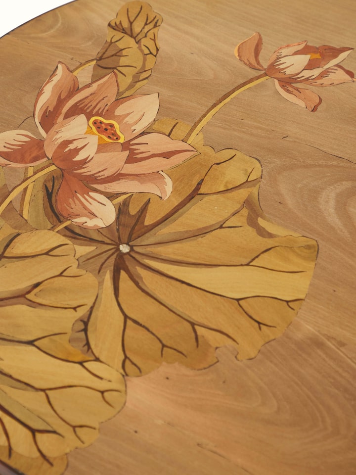Detail shot of Aluminium Marquetry Nesting Table
