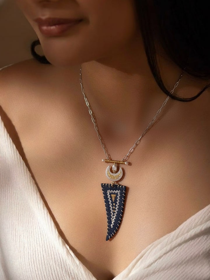 Kutch leather silver long necklace – Swadesh