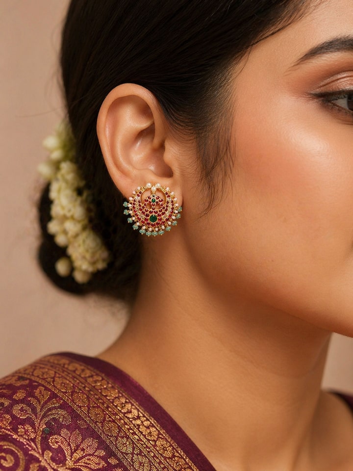 Kundala Velai 22 Karat Gold Studs by Swadesh