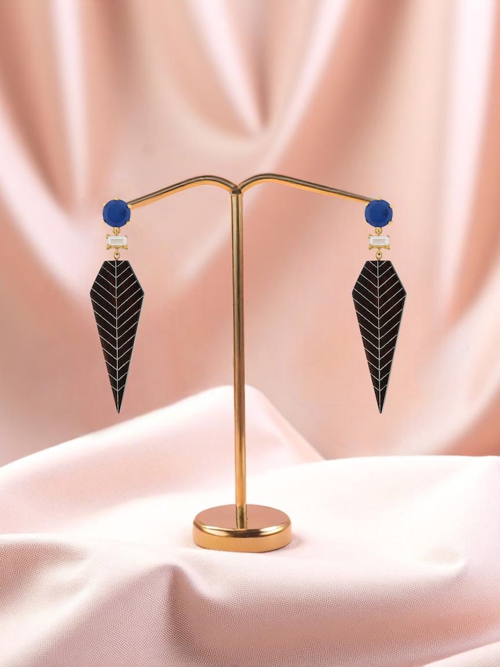 Lifestyle view of Tarkashi Silver Drop Earrings