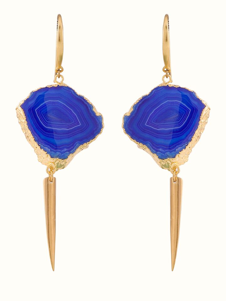 Front view of Agate Drop Earrings highlighting their natural stone design and elegant drop shape