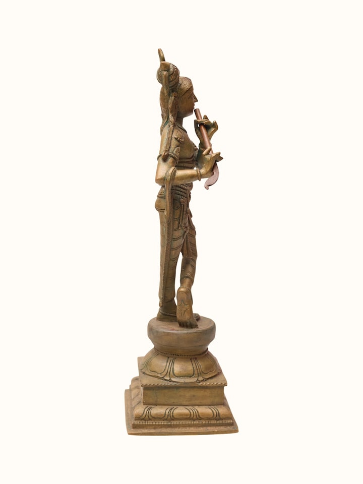 Side view of the Bronze Cast Krishna Idol
