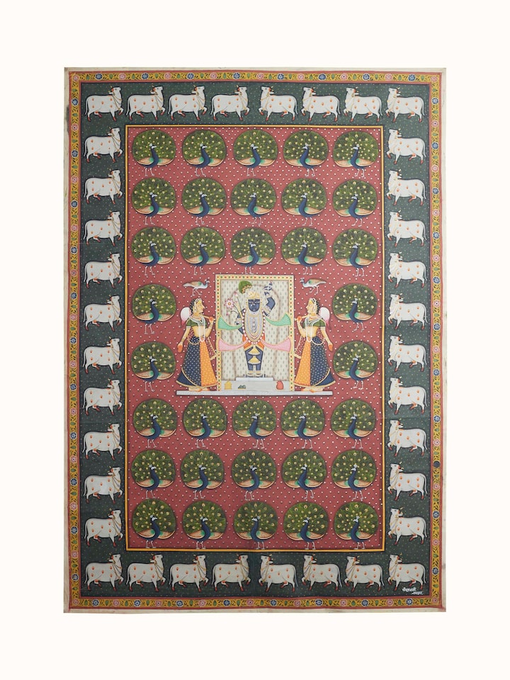 Front view of the Shrinathji Darshan Dancing Pichwai Painting