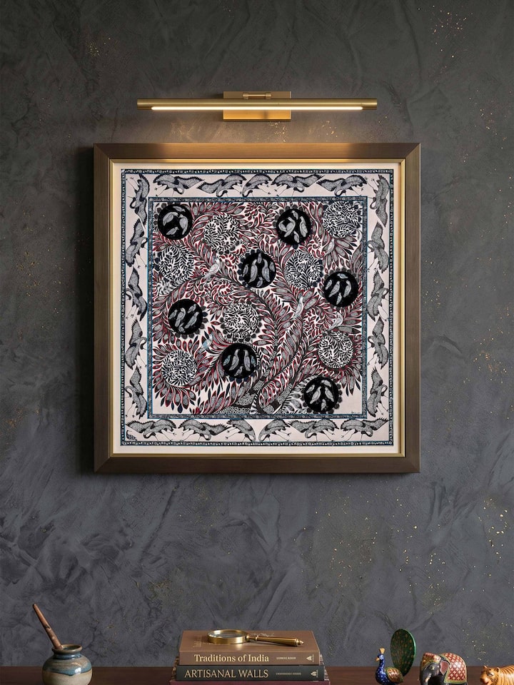 Styled view of Tree Of Life Sarus Miniature Painting displayed against a styled backdrop