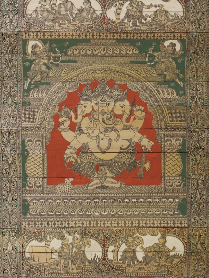 Detail view of the Ganesha Palm Leaf Engraving