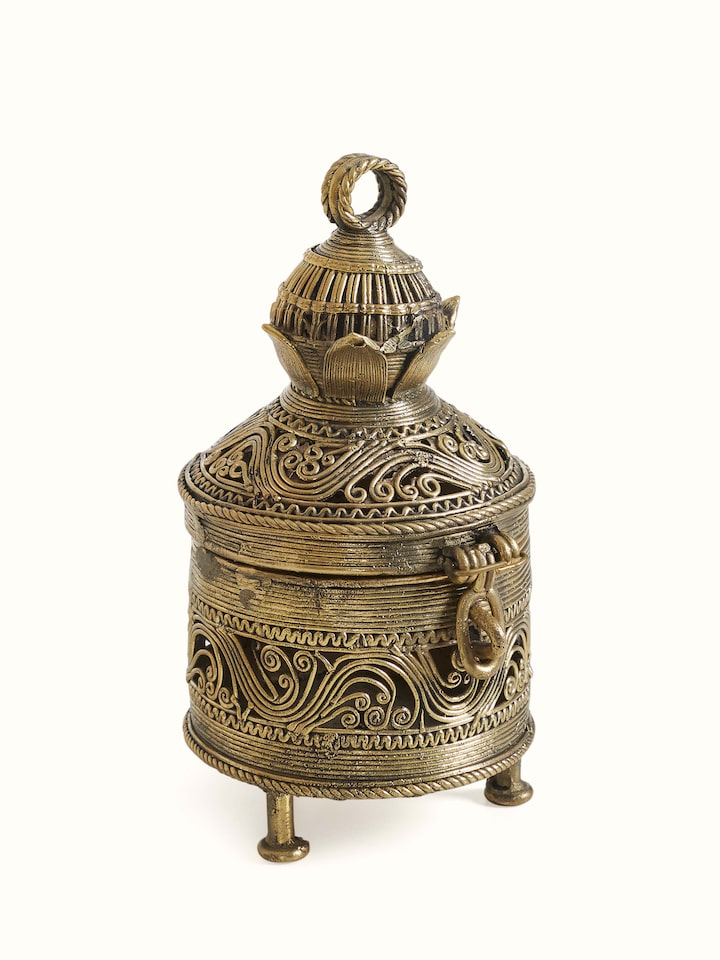 Angled view of Dhokra Brass Box