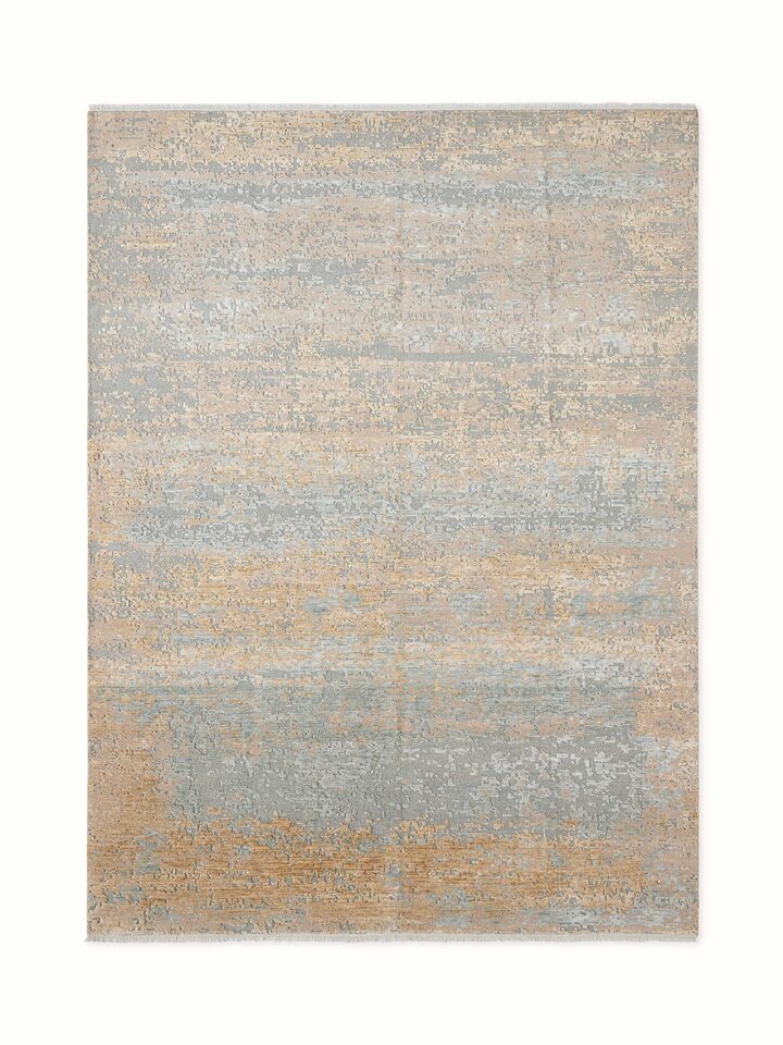 Front view showcasing the modern distressed design with a blend of Agra wool and viscose fibers