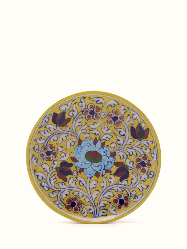Front view of Blue Pottery Ceramic Decorative Plate