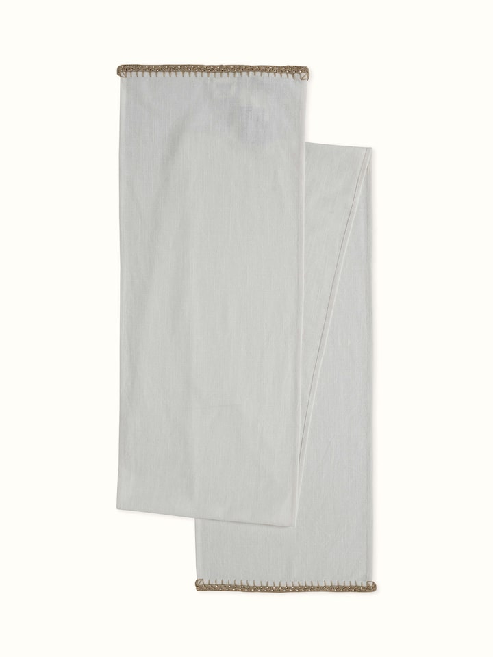 Nityam Ivory Cotton Slub Crochet Table Runner