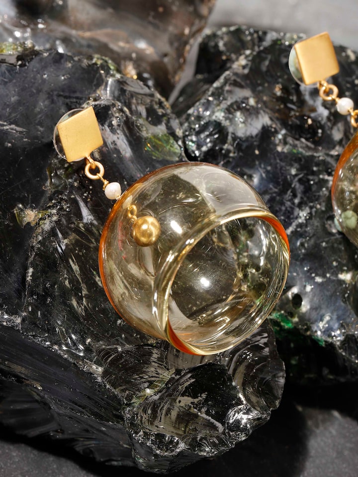 Silver Flame Glass Drop Earrings