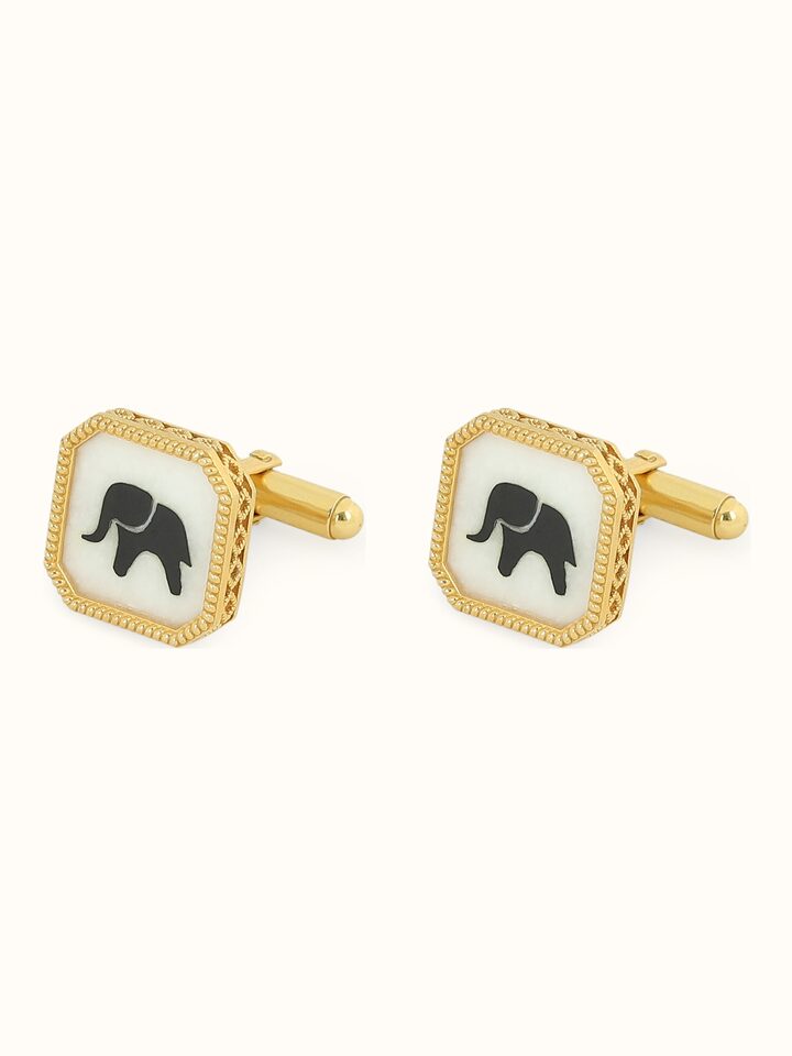 Side view of Parchinkari Silver Cufflinks showing the side profile and setting