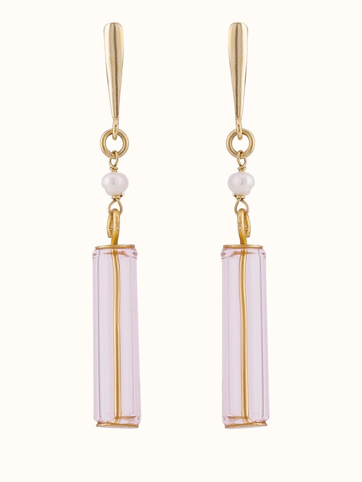 Silver Flame Glass Drop Earrings