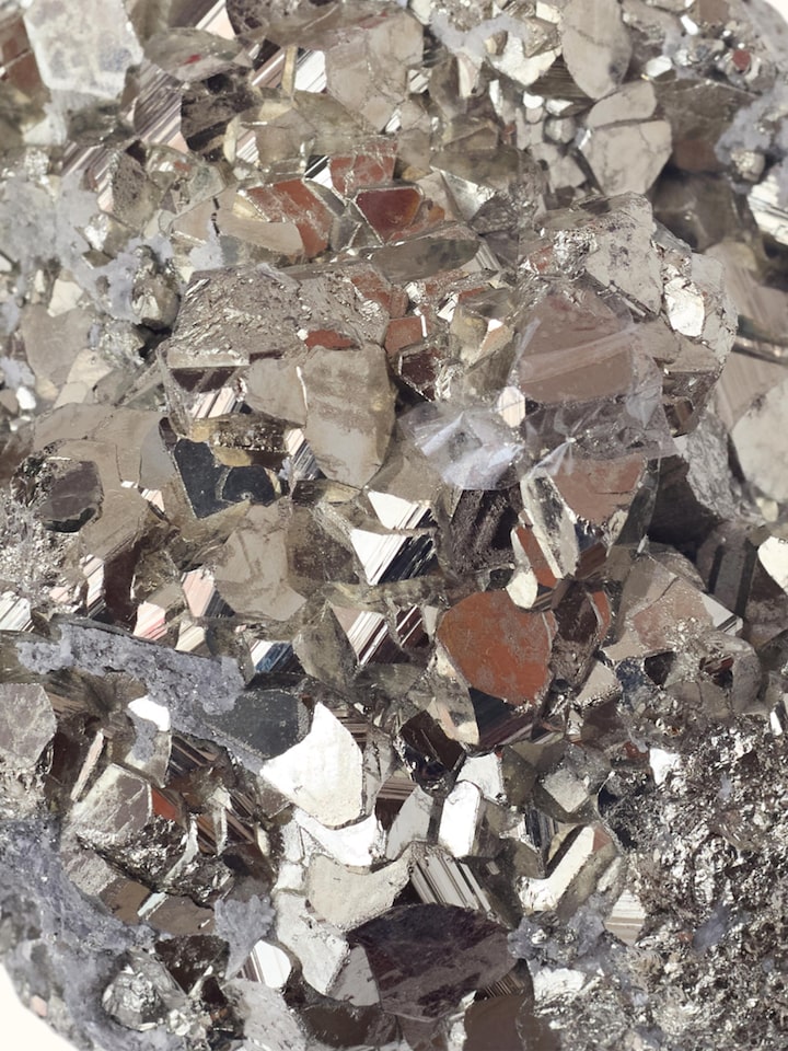 Detail view of Gemstone Pyrite Cube Geode Healing Stone highlighting the natural crystal texture and colour